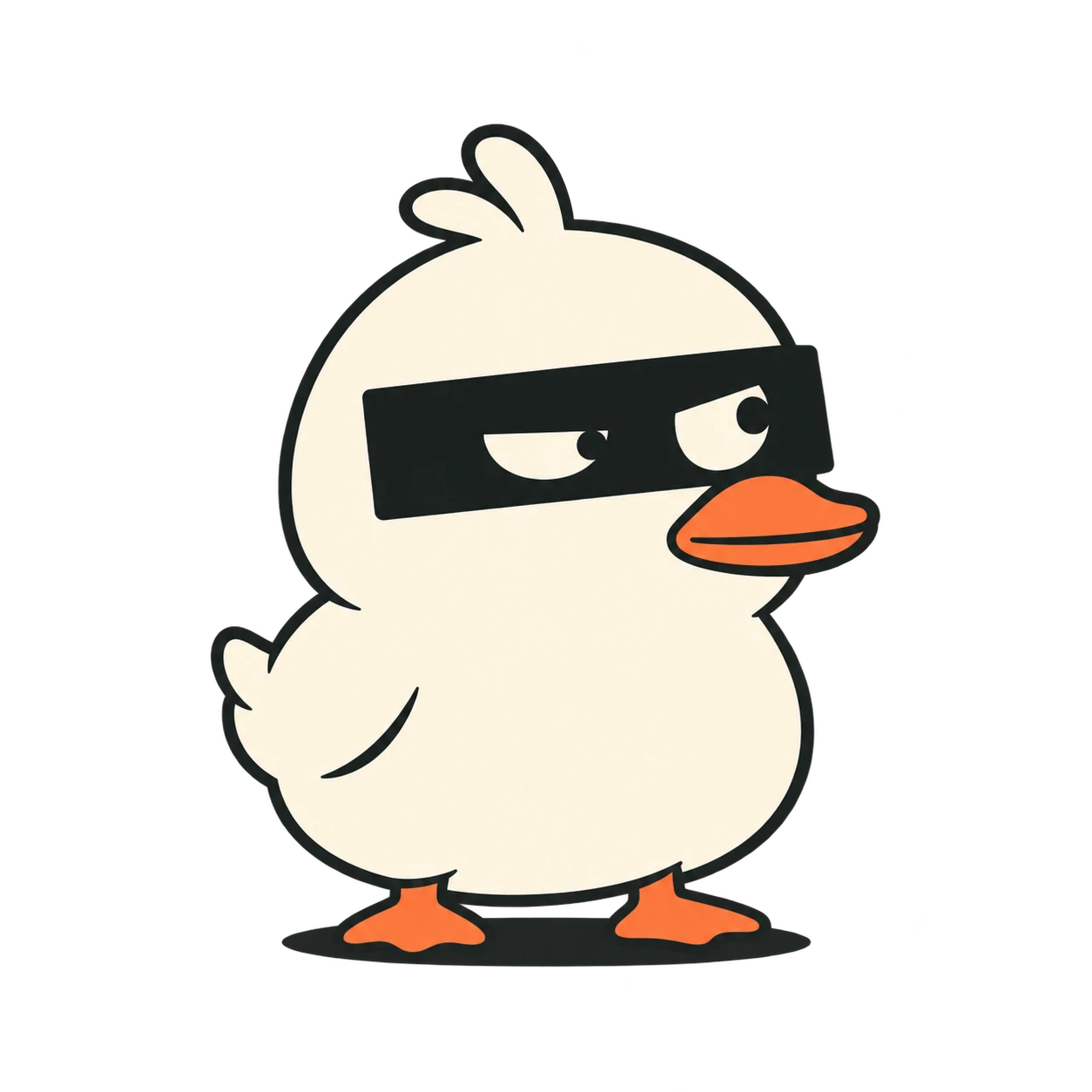The ZK Duck mascot: a suspicious duck wearing a black mask over its eyes