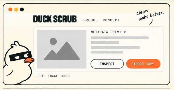 Duck Scrub interface concept showing a metadata preview panel