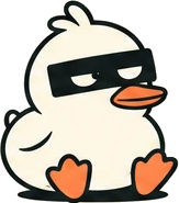 Duck sitting down, unimpressed